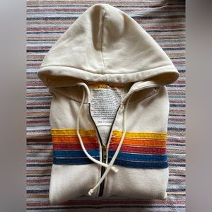 Aviator Nation 5 stripe vintage white hoodie in UNISEX size medium. Brand new.